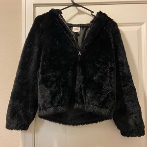 SOLD - Cat & Jack Girls Black Faux Fur Hoodie